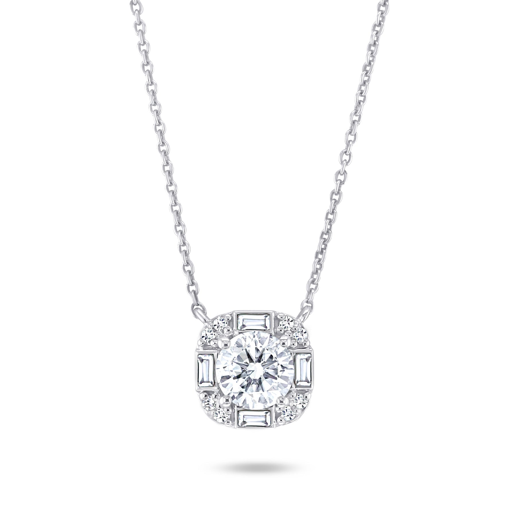 Collier en Or blanc 9k assemblé de Diamant HSI et Topaze blanche - Maison Di Giorgio
