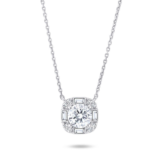 Collier en Or blanc 9k assemblé de Diamant HSI et Topaze blanche - Maison Di Giorgio