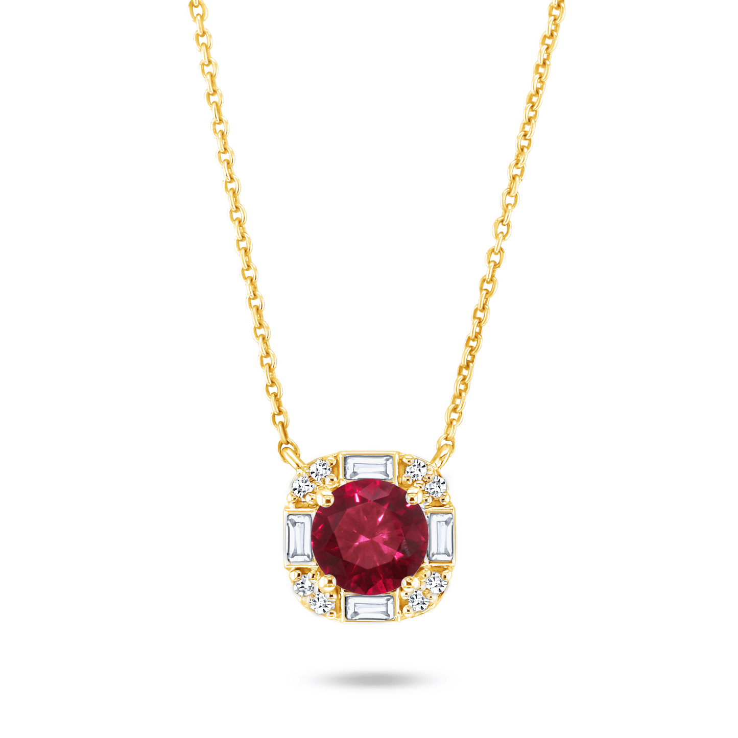 Collier en Or jaune 9k assemblé de Diamant HSI, Rubis et Topaze blanche - Maison Di Giorgio