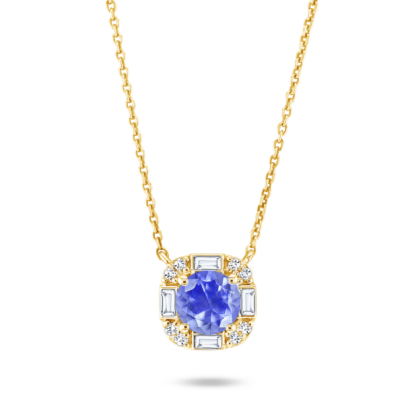Collier en Or jaune 9k assemblé de Diamant HSI, Tanzanite et Topaze blanche - Maison Di Giorgio