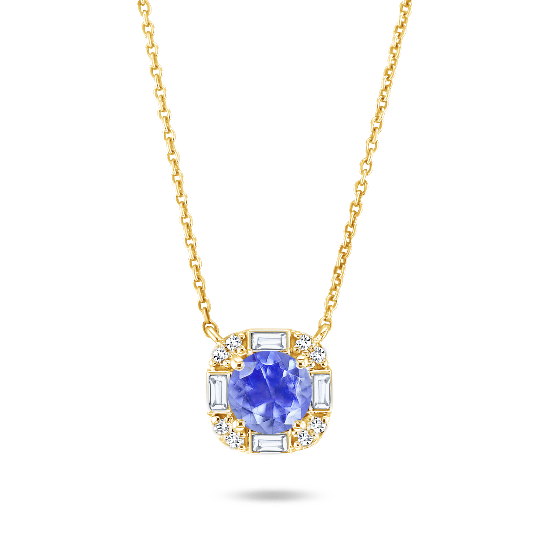Collier en Or jaune 9k assemblé de Diamant HSI, Tanzanite et Topaze blanche - Maison Di Giorgio
