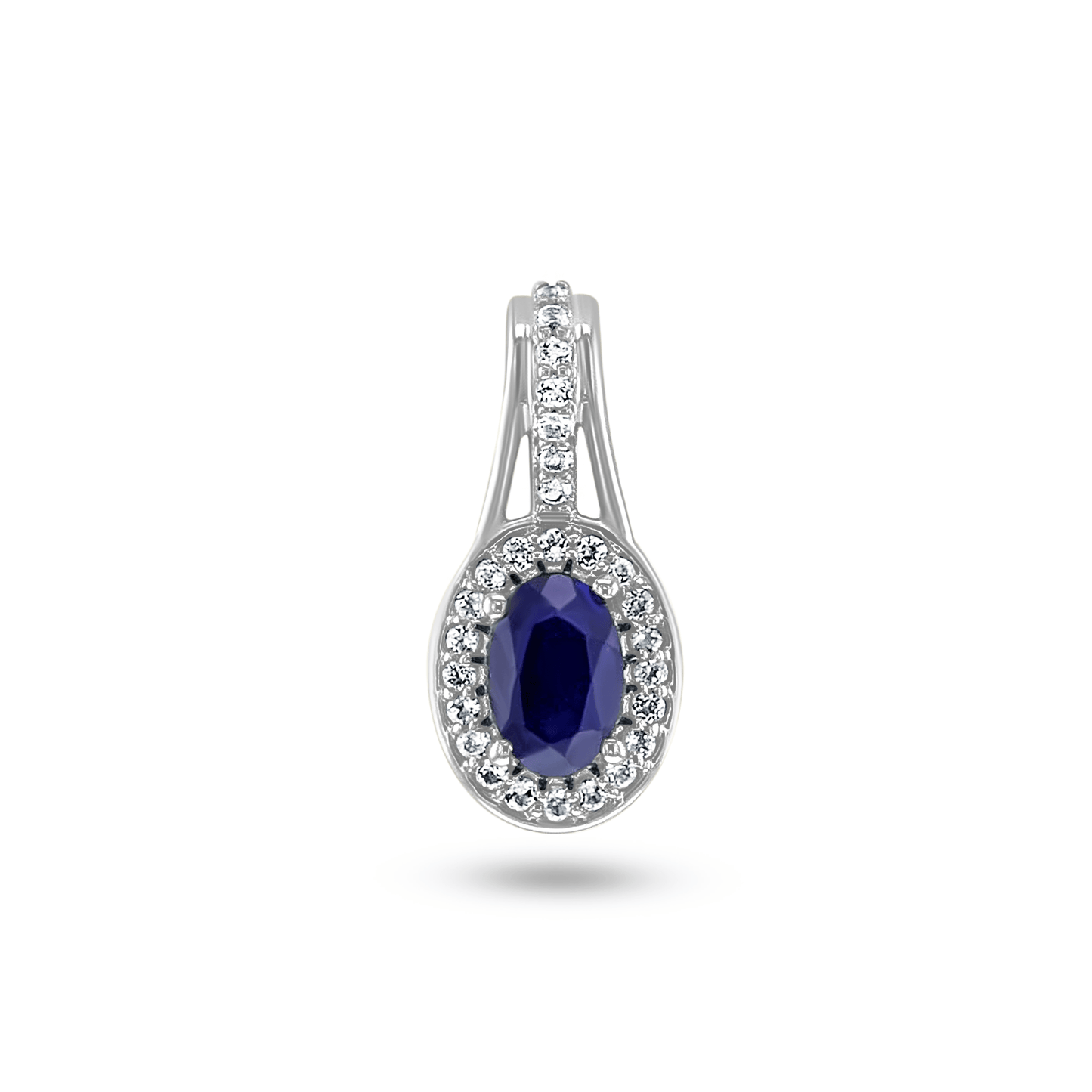 Pendentif en Or blanc 9k assemblé de Topaze blanche et Saphir bleu - Maison Di Giorgio