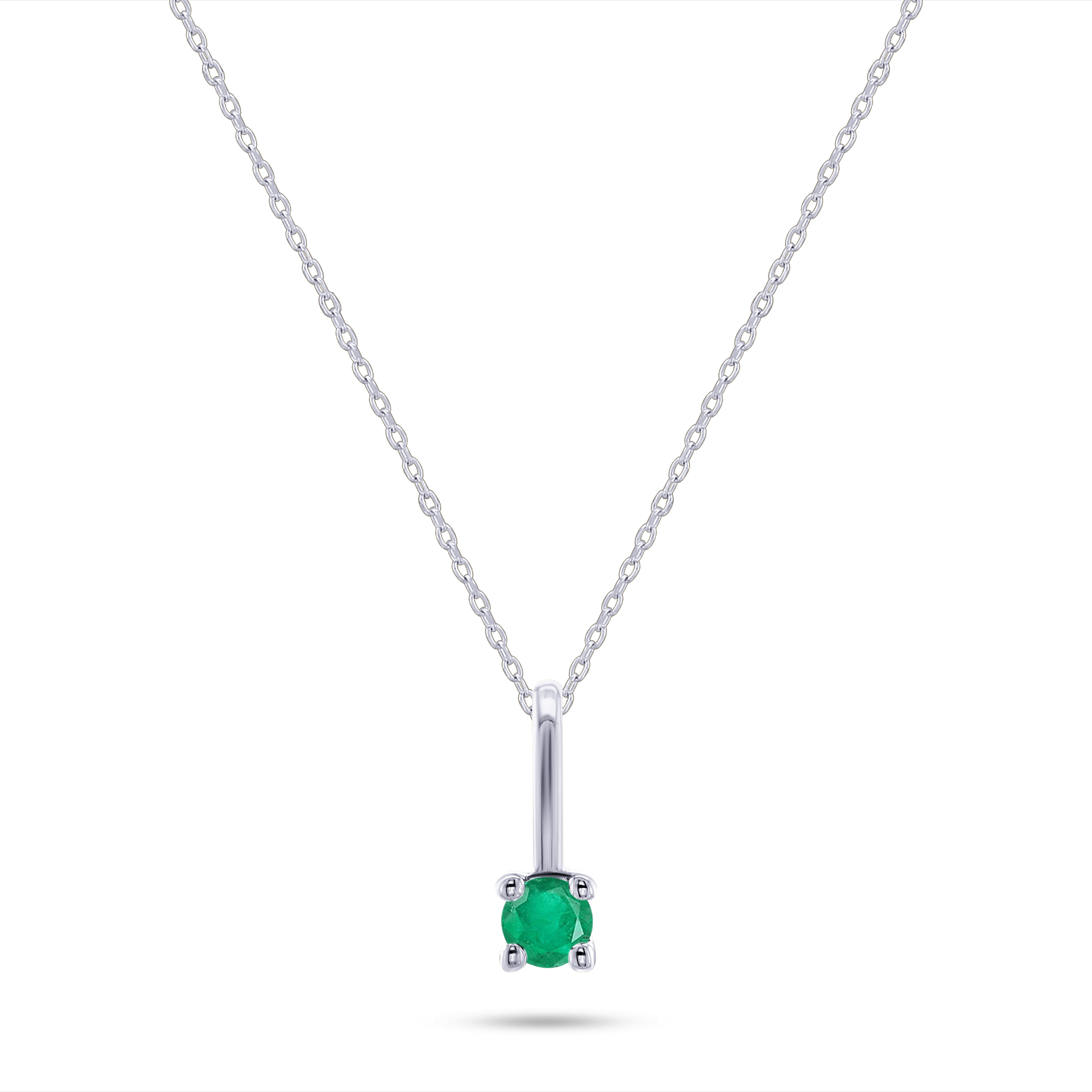 Pendentif en Or blanc 9k assemblé d'Émeraude - Maison Di Giorgio