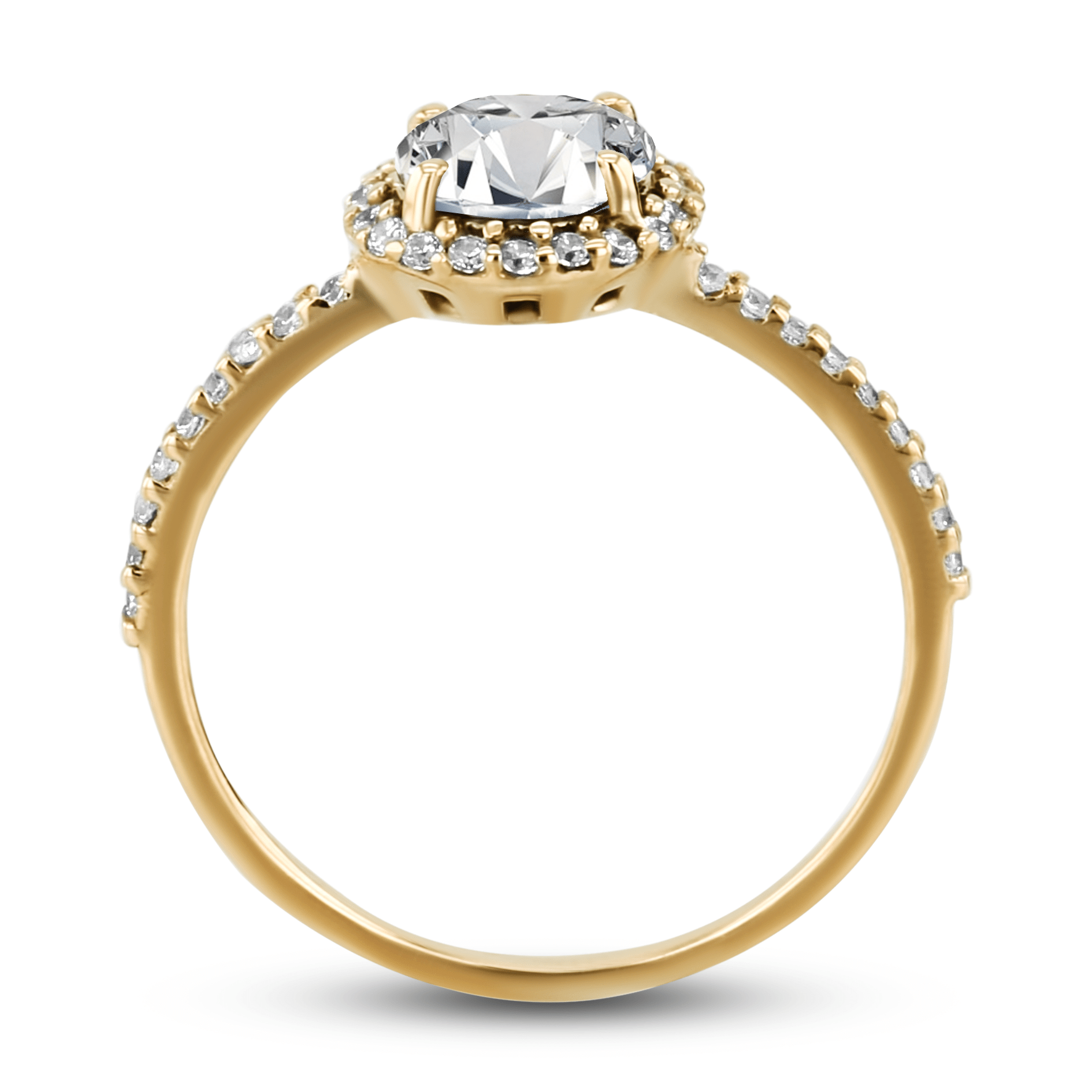 Bague en Or jaune 9k assemblée de Diamant HSI et Topaze blanche - Maison Di Giorgio
