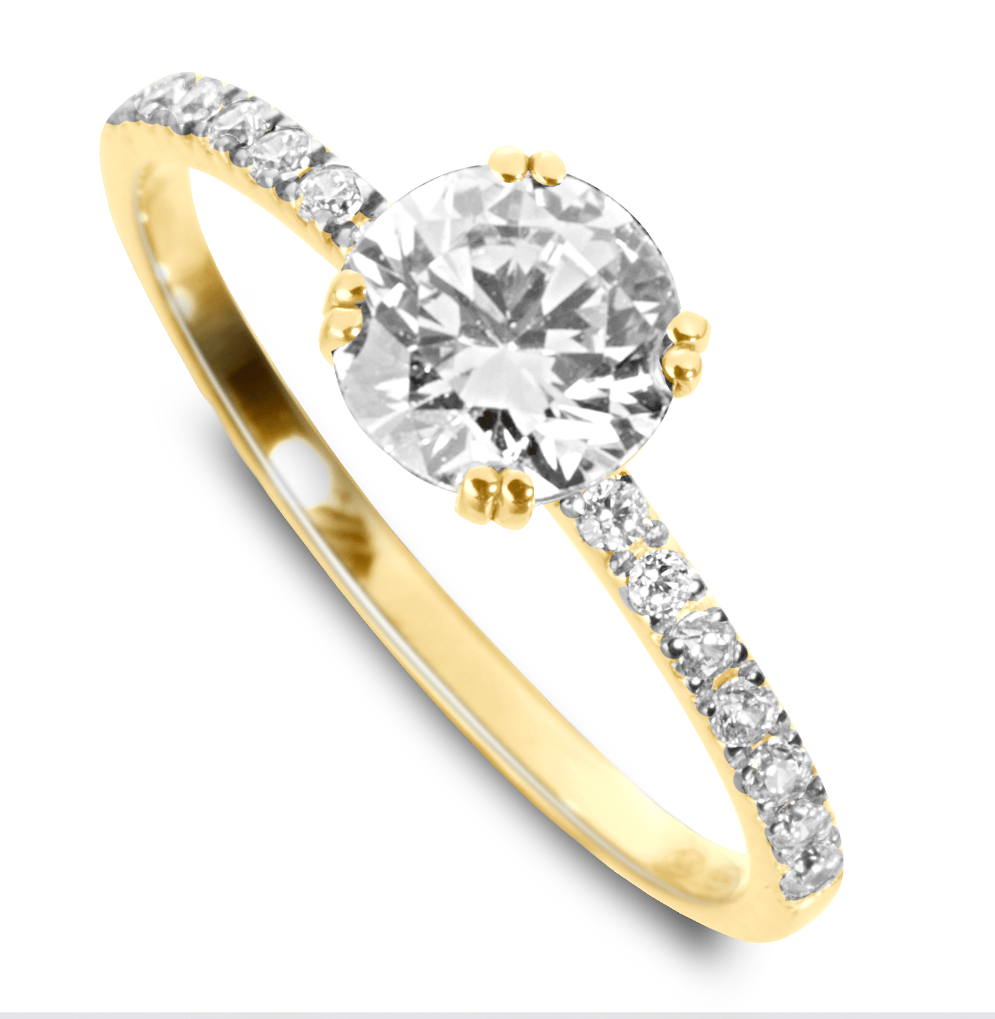 Bague en Or jaune 9k assemblée de Diamant HSI et Topaze blanche - Maison Di Giorgio