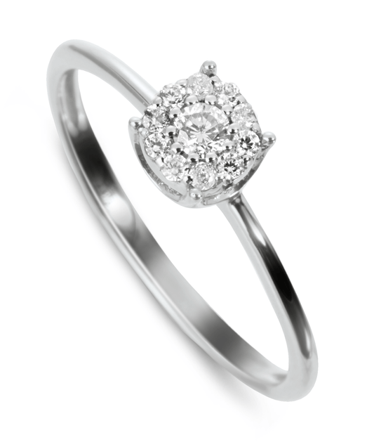 Bague en Or blanc 9k assemblée de Diamant HSI - Maison Di Giorgio