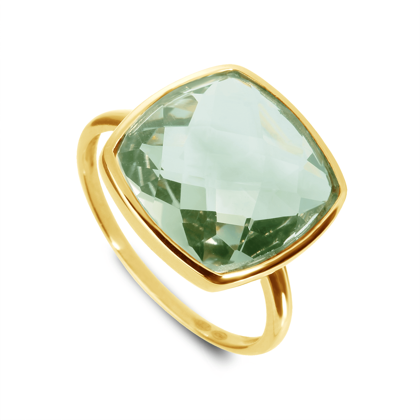 Bague en Or jaune 9k assemblée d'Améthyste verte - Maison Di Giorgio