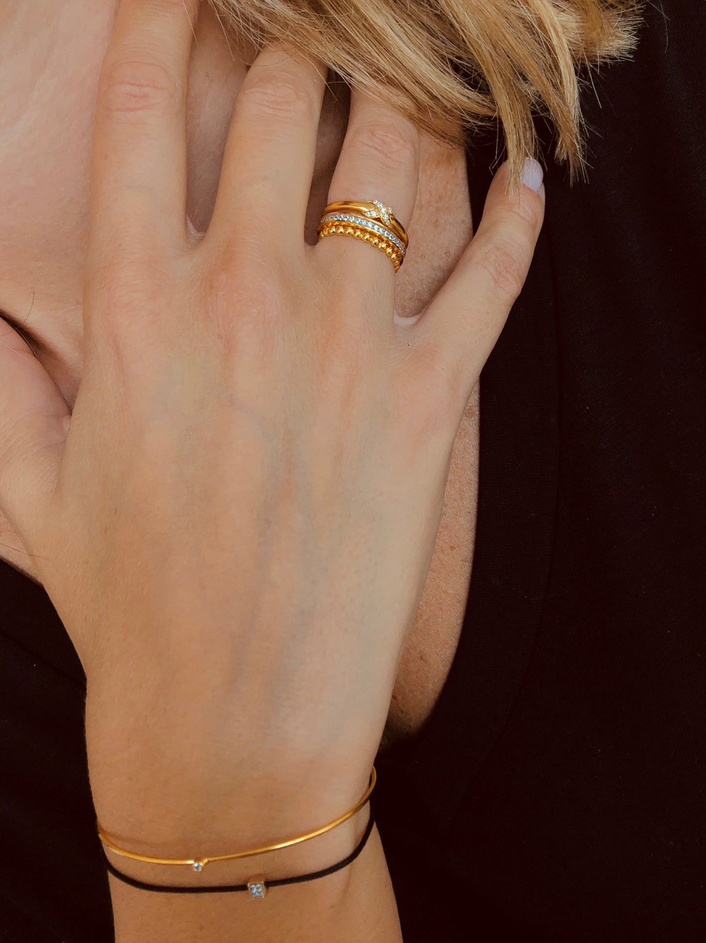 Bague en Or jaune 9k assemblée de Diamant HSI - Maison Di Giorgio