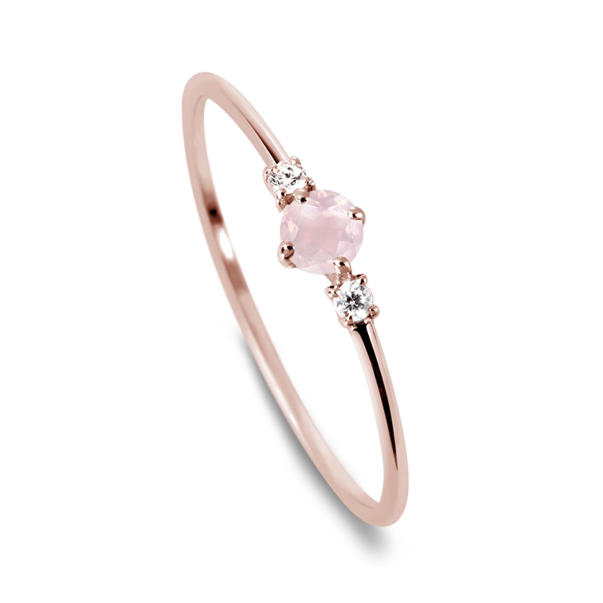 Bague en Or rose 9k assemblée de Diamant HSI et Quartz rose - Maison Di Giorgio