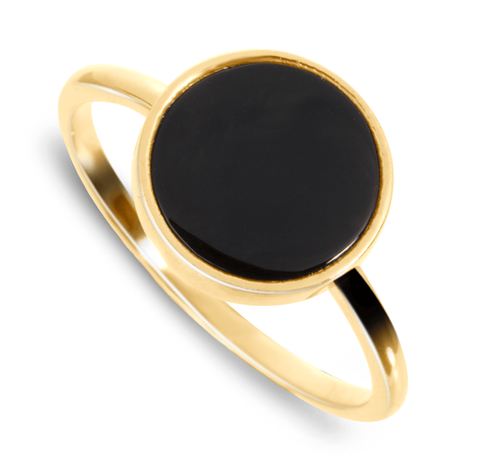 Bague en Or jaune 9k assemblée d'Onyx noir - Maison Di Giorgio