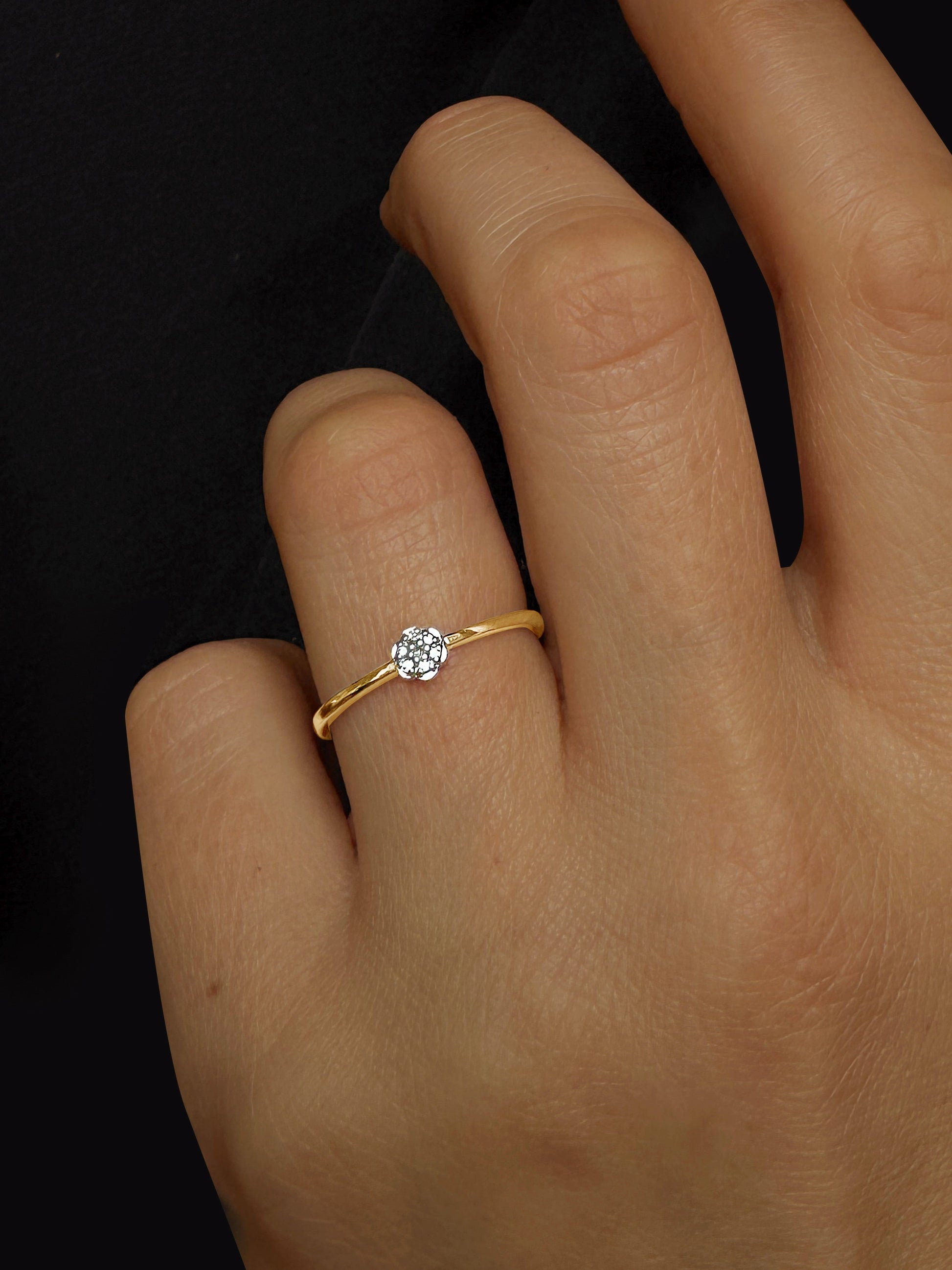 Bague en Or jaune 9k assemblée de Diamant HSI - Maison Di Giorgio