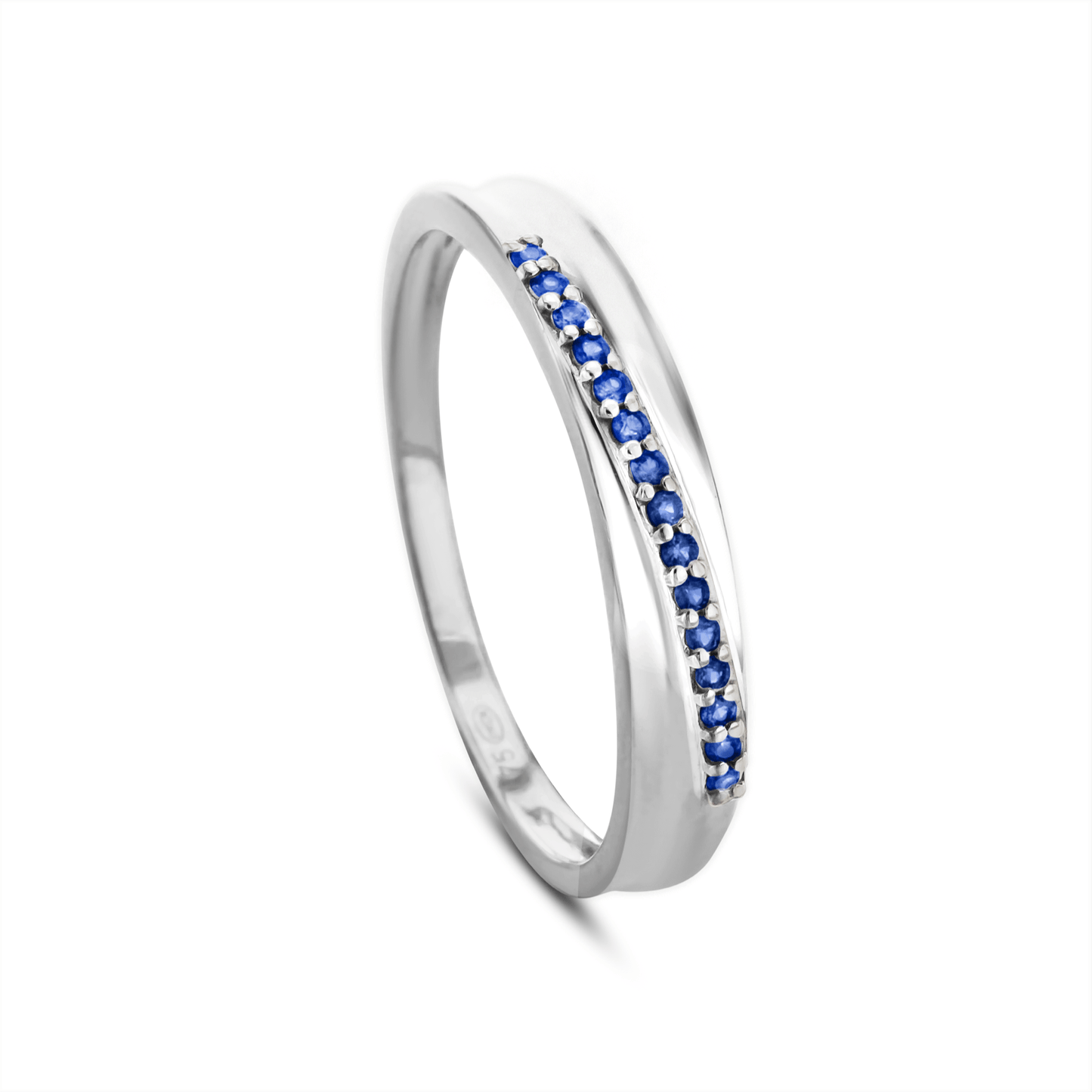 Bague en Or blanc 9k assemblée de Saphir bleu - Maison Di Giorgio