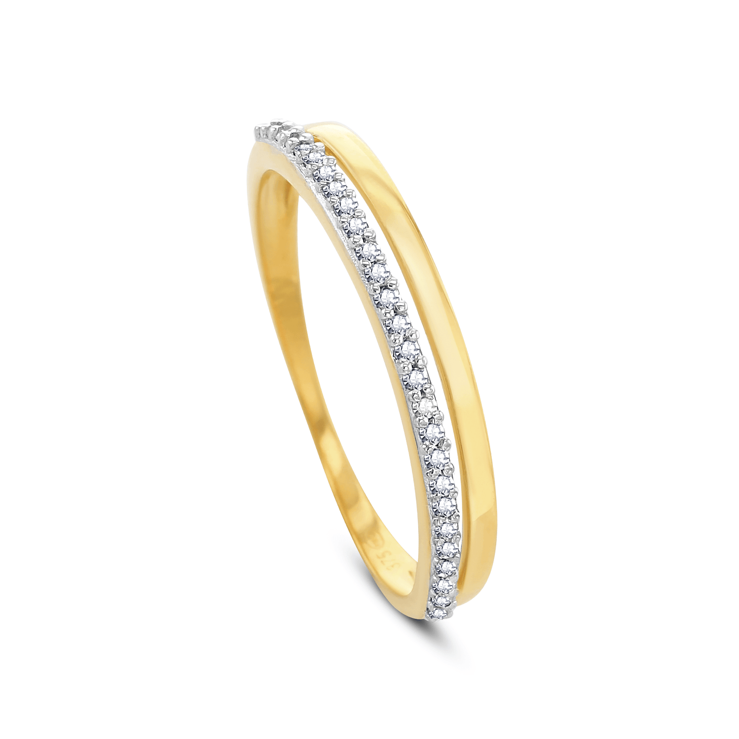 Bague en Or jaune 9k assemblée de Diamant HSI - Maison Di Giorgio