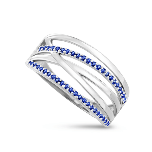 Bague en Or blanc 9k assemblée de Saphir bleu - Maison Di Giorgio