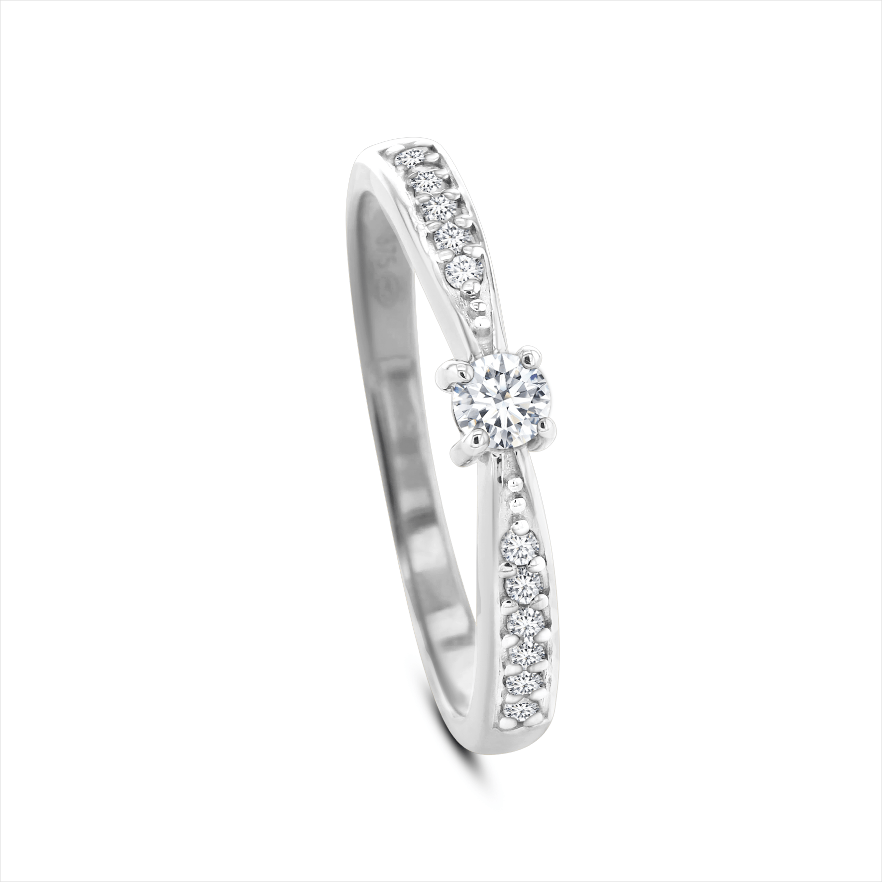 Bague en Or blanc 9k assemblée de Diamant HSI et Diamant HSI - Maison Di Giorgio