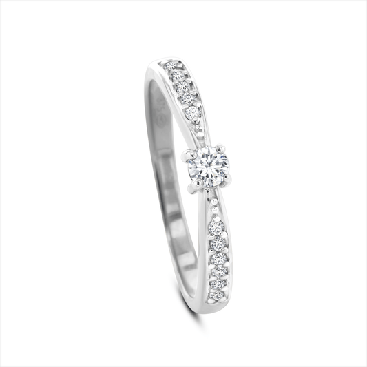 Bague en Or blanc 9k assemblée de Diamant HSI et Diamant HSI - Maison Di Giorgio