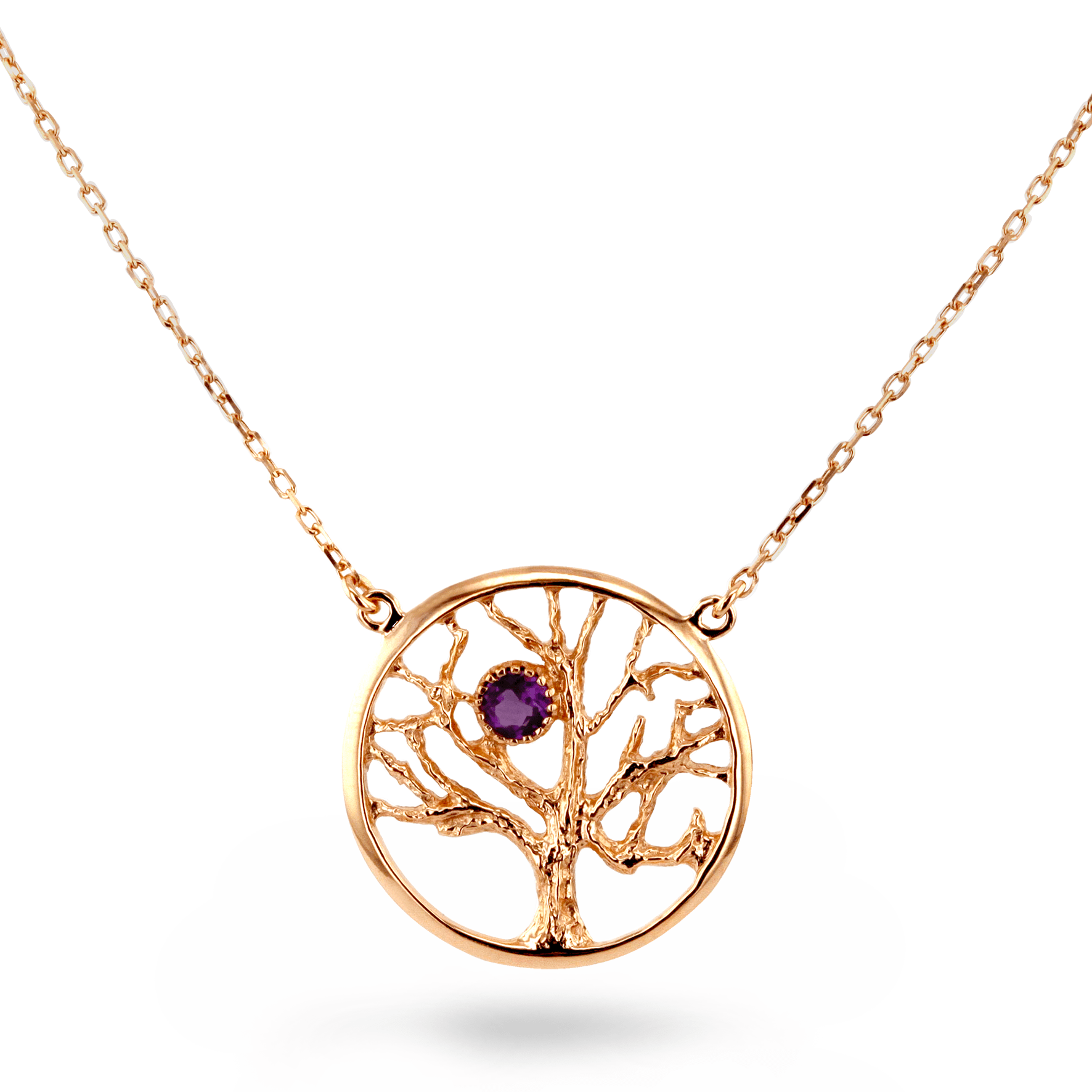 Collier en Argent 925 doré Or rose 18k assemblé d'Améthyste - Maison Di Giorgio