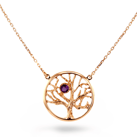 Collier en Argent 925 doré Or rose 18k assemblé d'Améthyste - Maison Di Giorgio