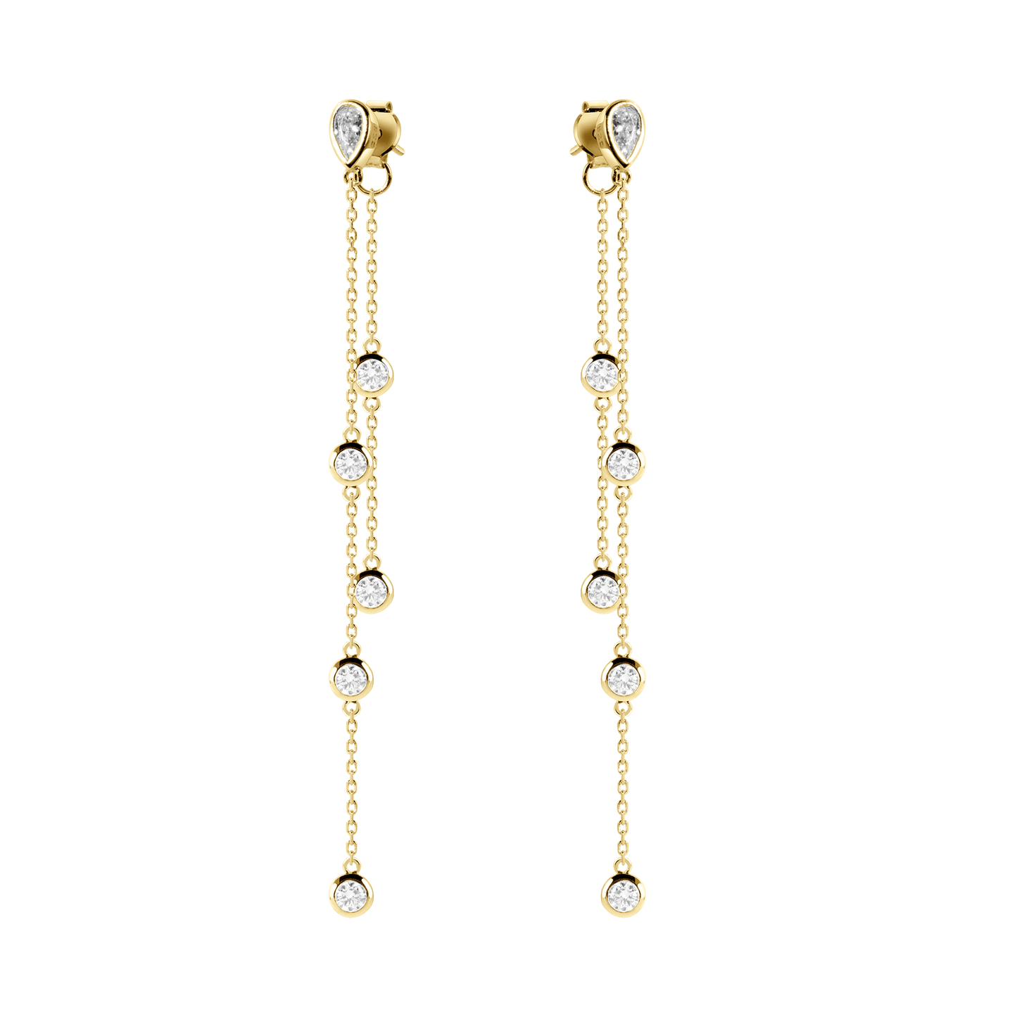 Boucles d'oreilles dorées Or jaune 18k assemblées d'Oxyde de zirconium - Maison Di Giorgio