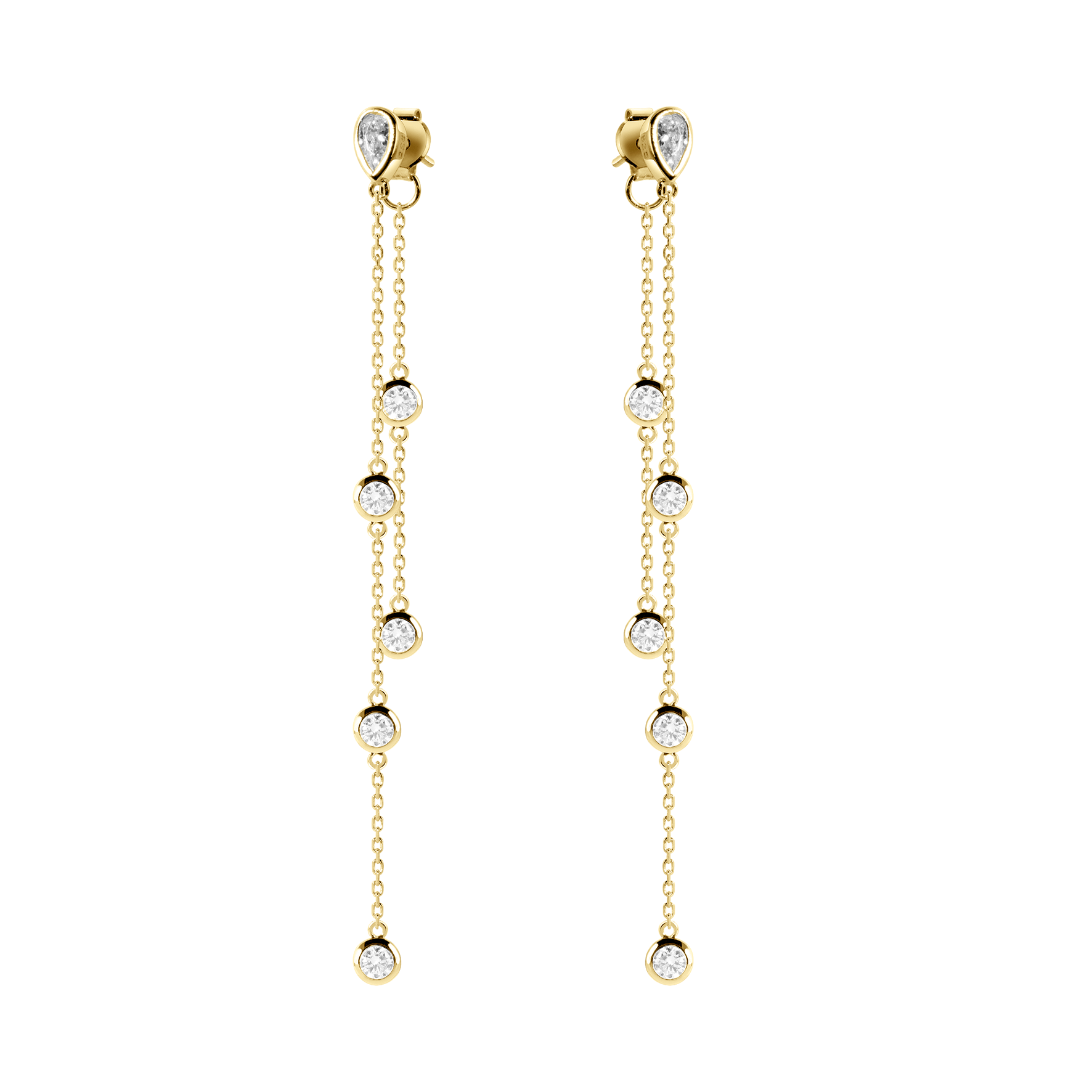 Boucles d'oreilles dorées Or jaune 18k assemblées d'Oxyde de zirconium - Maison Di Giorgio