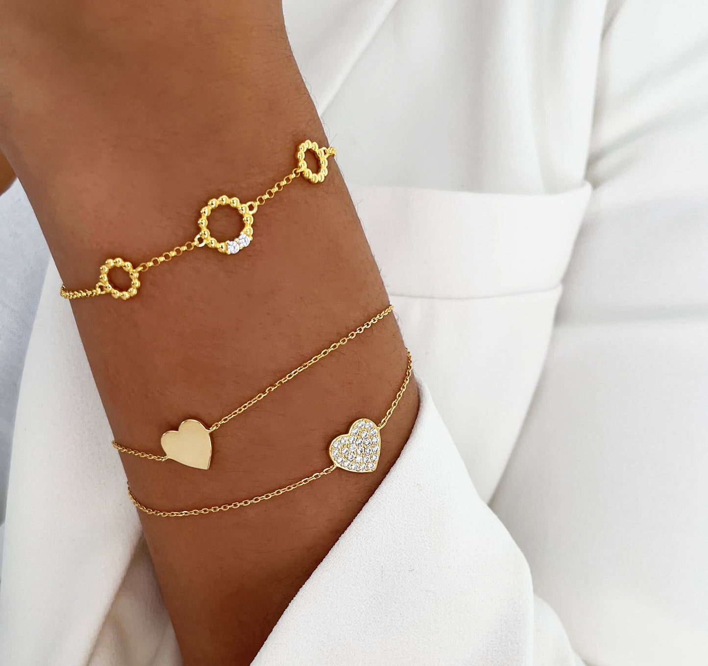 Bracelet doré Or jaune 18k assemblé d'oxyde de zirconium - Maison Di Giorgio