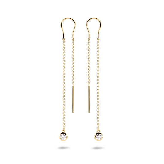 Boucles d'oreilles dorées Or jaune 18k assemblées d'oxyde de zirconium - Maison Di Giorgio