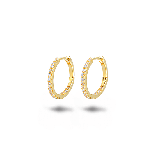 Boucles d'oreilles dorées Or jaune 18k assemblées d'Oxyde de zirconium - Maison Di Giorgio