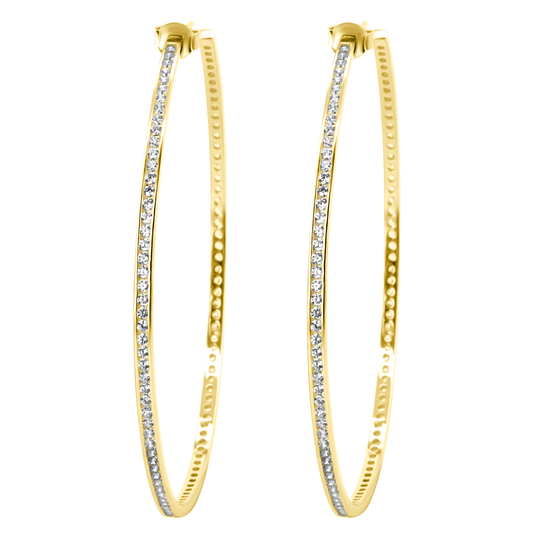 Boucles d'oreilles dorées Or jaune 18k assemblées d'Oxyde de zirconium - Maison Di Giorgio