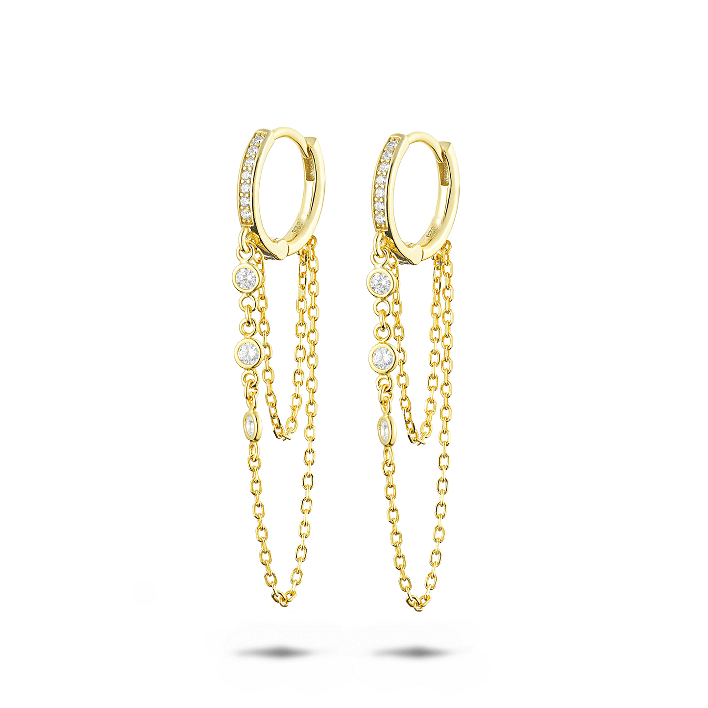 Boucles d'oreilles dorées Or jaune 18k assemblées d'Oxyde de zirconium - Maison Di Giorgio