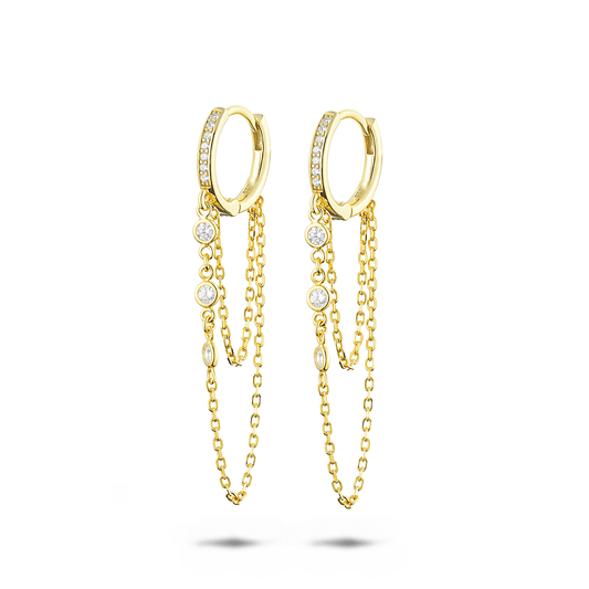 Boucles d'oreilles dorées Or jaune 18k assemblées d'Oxyde de zirconium - Maison Di Giorgio