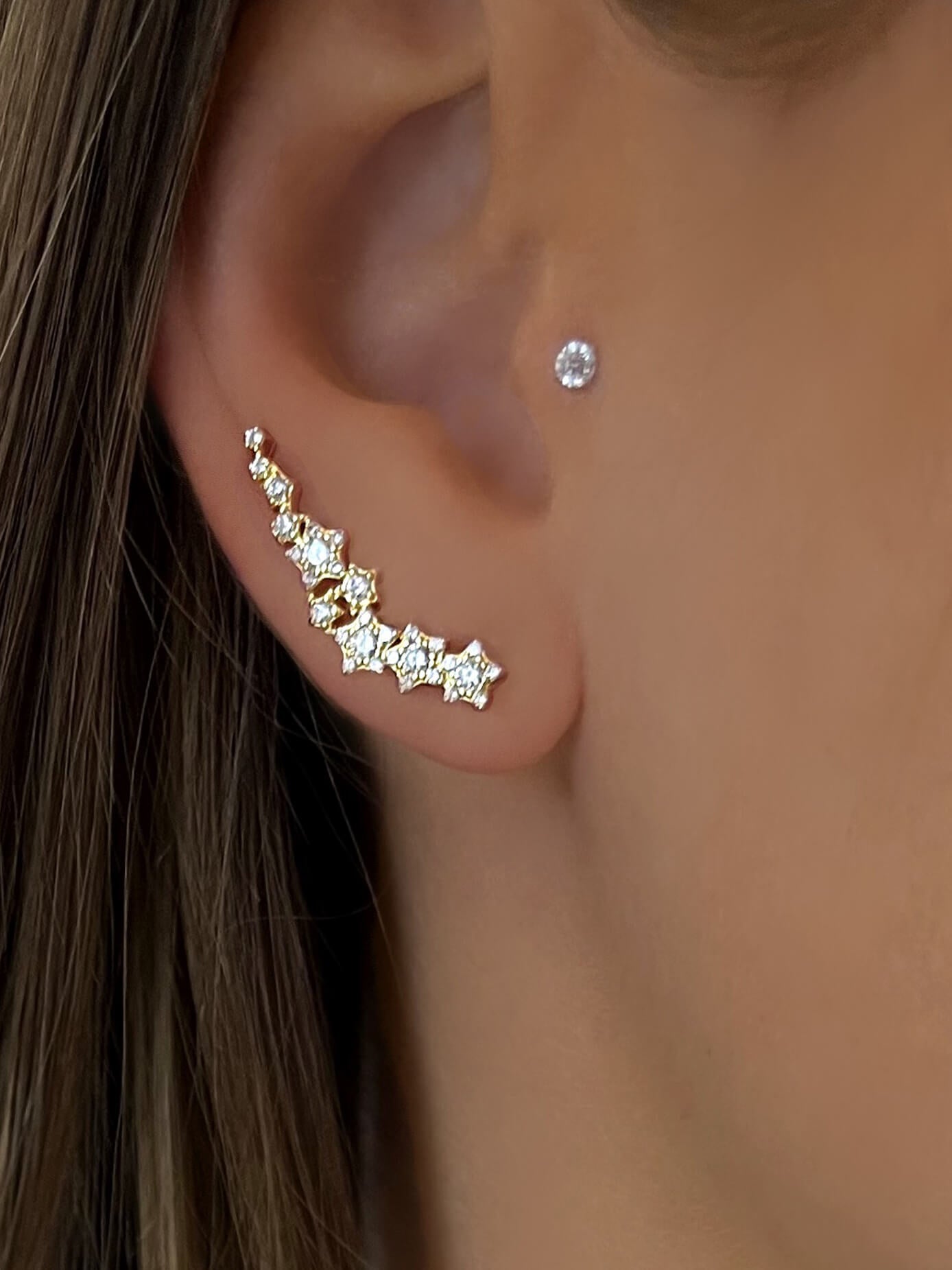 Boucles d'oreilles dorées Or jaune 18k assemblées d'oxyde de zirconium - Maison Di Giorgio
