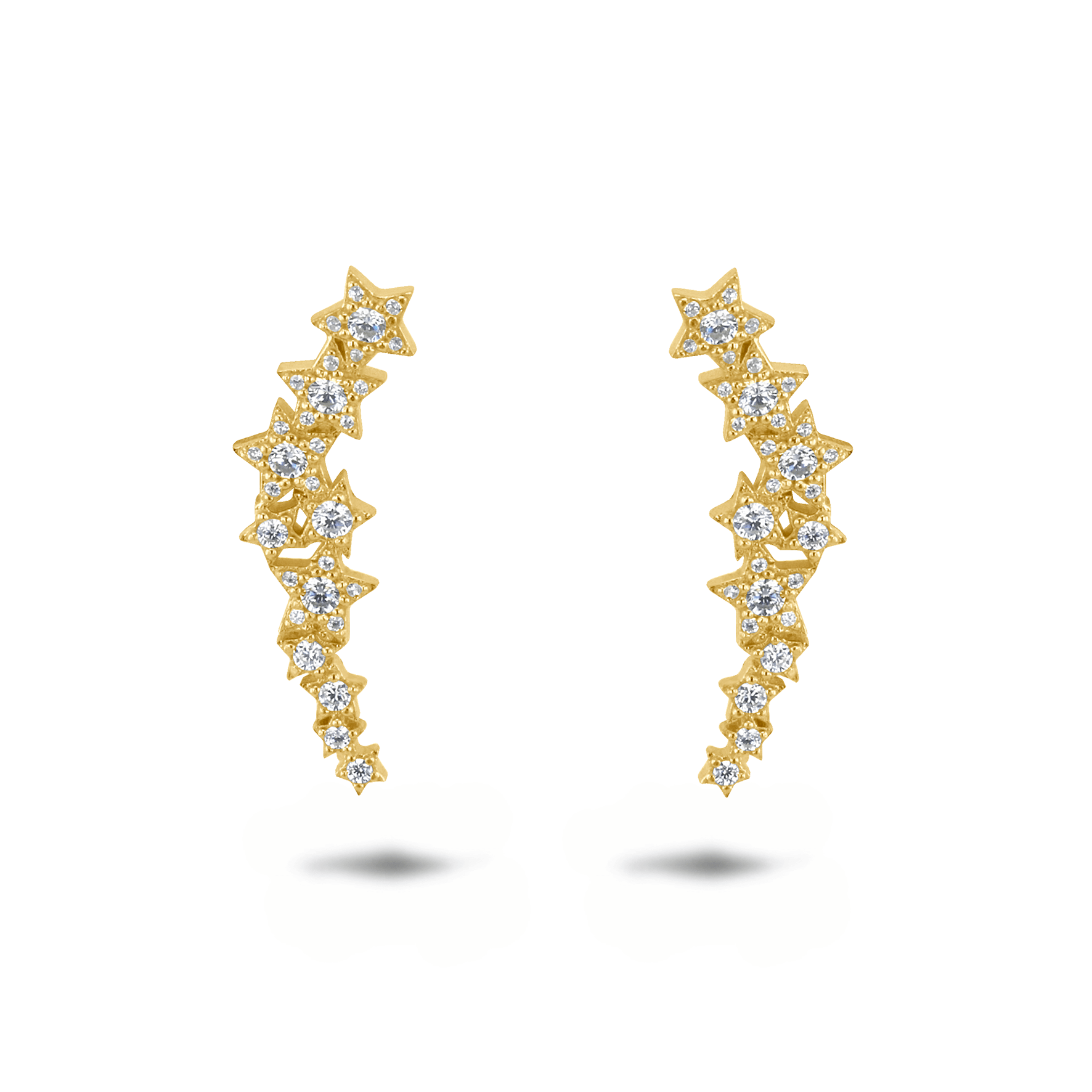 Boucles d'oreilles dorées Or jaune 18k assemblées d'oxyde de zirconium - Maison Di Giorgio