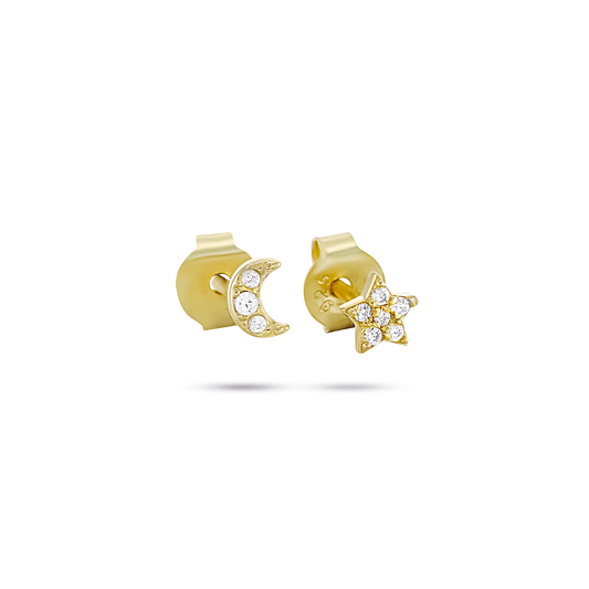 Boucles d'oreilles dorées Or jaune 18k assemblées d'oxyde de zirconium - Maison Di Giorgio