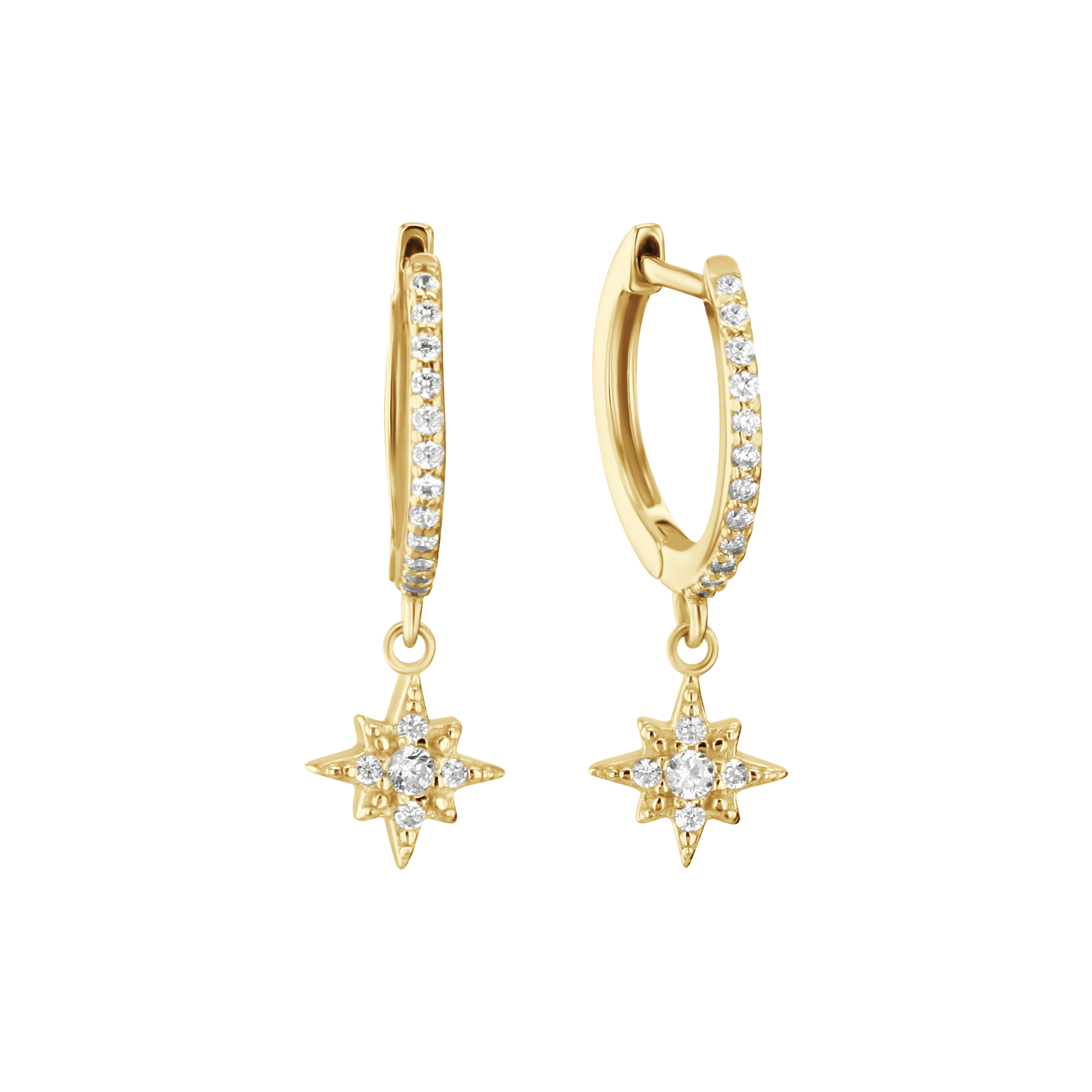 Boucles d'oreilles dorées Or jaune 18k assemblées d'Oxyde de zirconium - Maison Di Giorgio