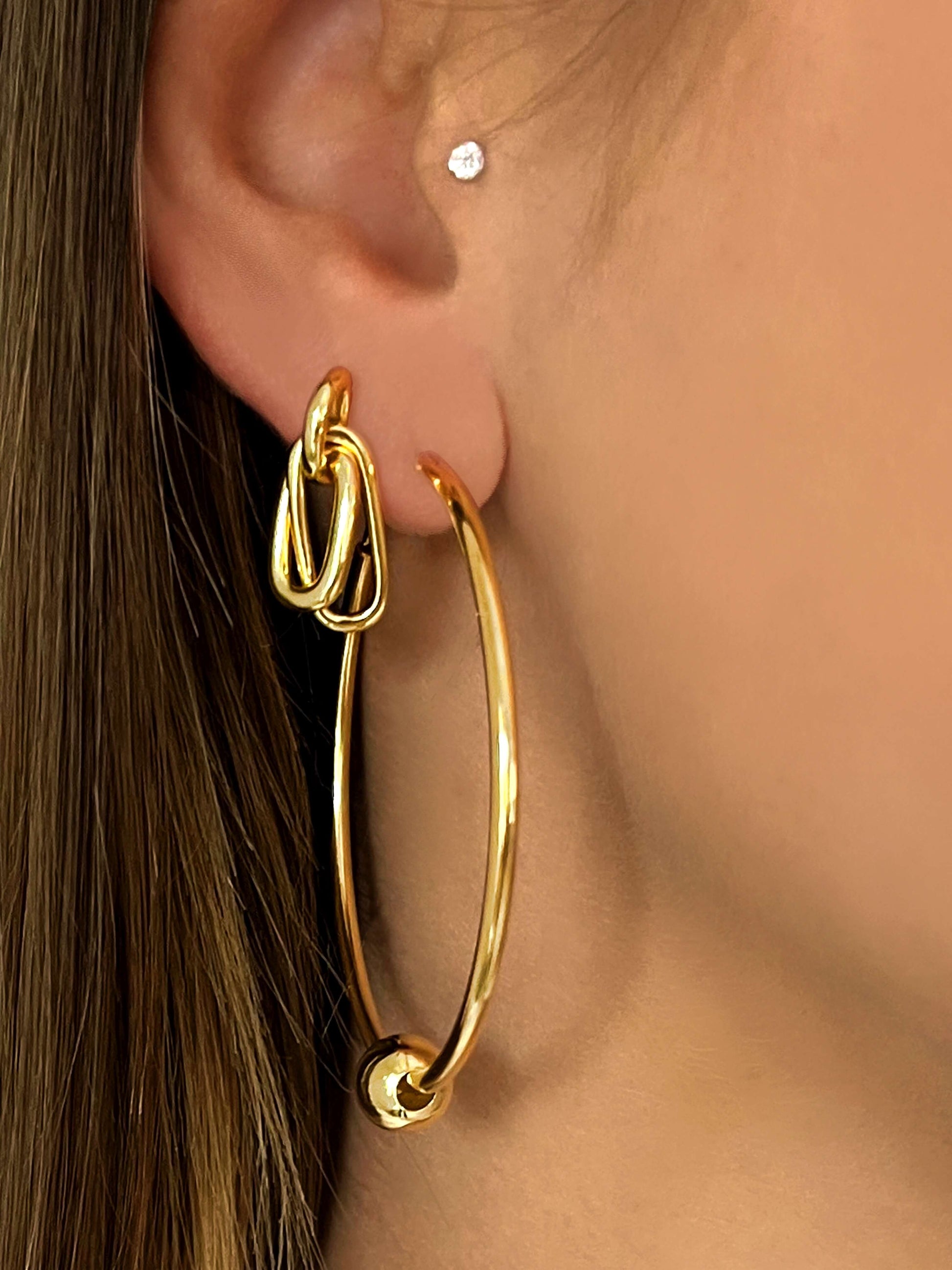 Boucles d'oreilles dorées Or jaune 18k - Maison Di Giorgio