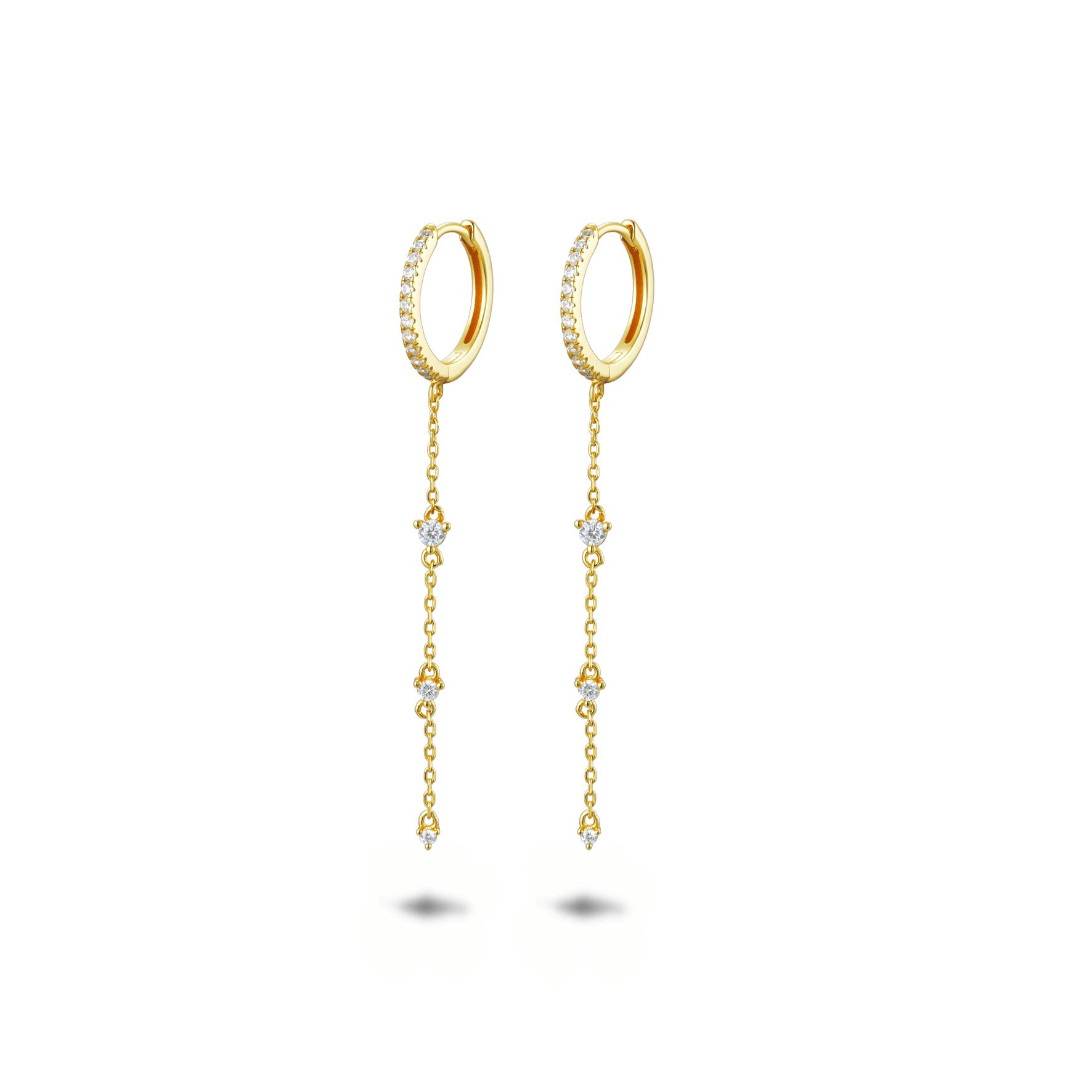 Boucles d'oreilles dorées Or jaune 18k assemblées d'Oxyde de zirconium - Maison Di Giorgio