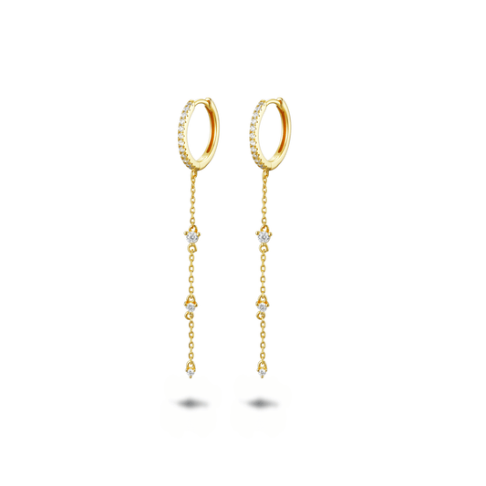 Boucles d'oreilles dorées Or jaune 18k assemblées d'Oxyde de zirconium - Maison Di Giorgio