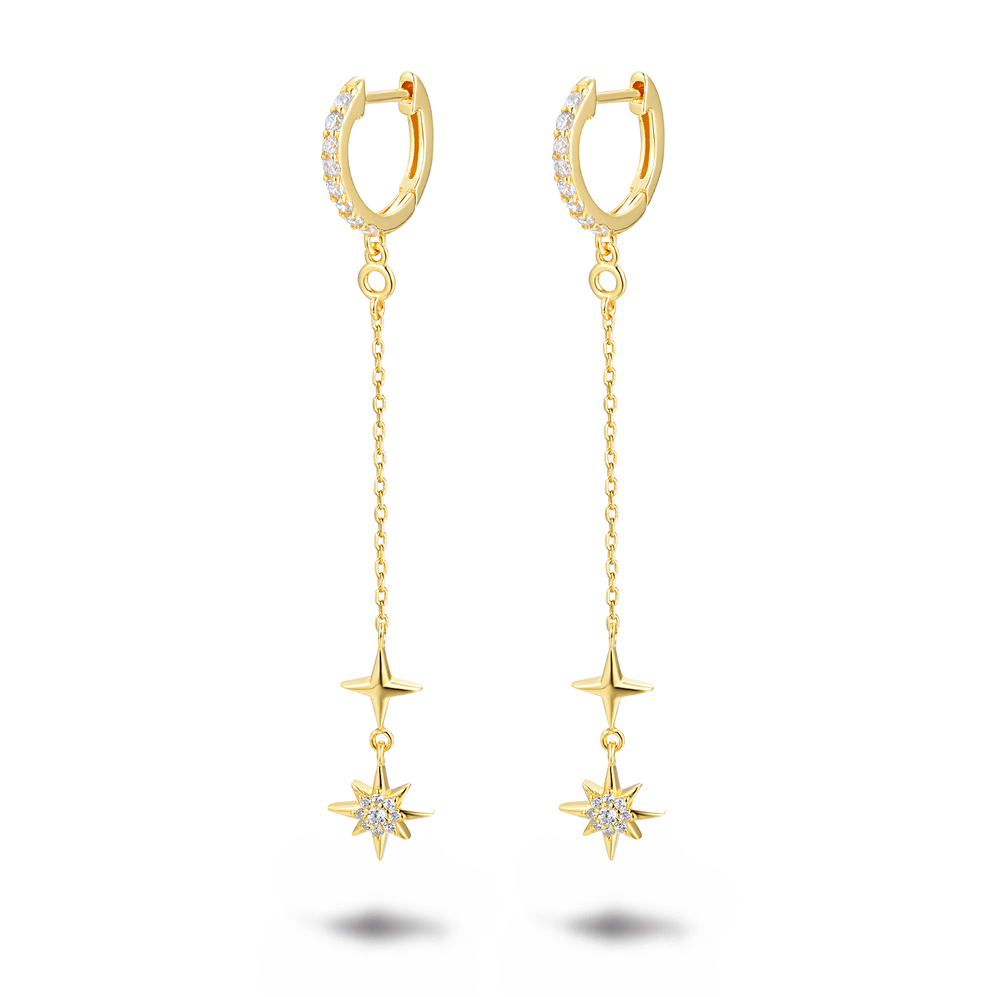 Boucles d'oreilles dorées Or jaune 18k assemblées d'oxyde de zirconium - Maison Di Giorgio