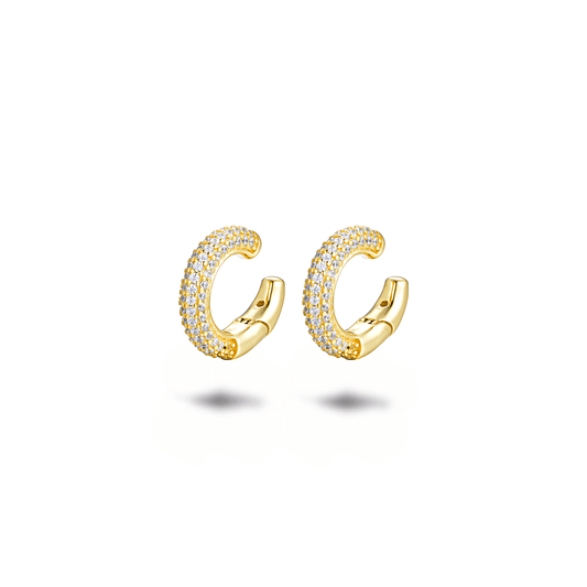 Boucles d'oreilles dorées Or jaune 18k assemblées d'oxyde de zirconium - Maison Di Giorgio