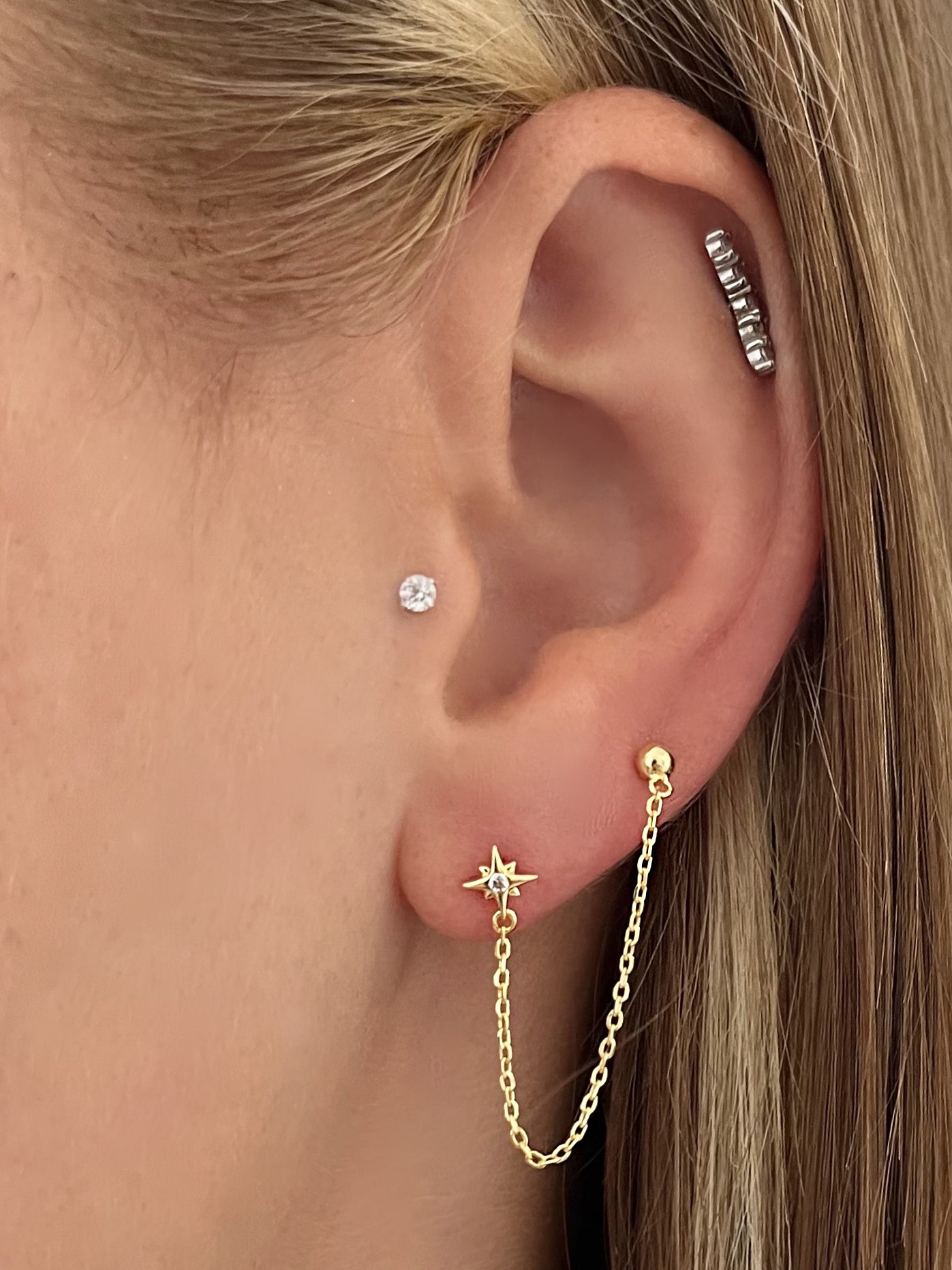 Boucles d'oreilles dorées Or jaune 18k assemblées d'Oxyde de zirconium - Maison Di Giorgio