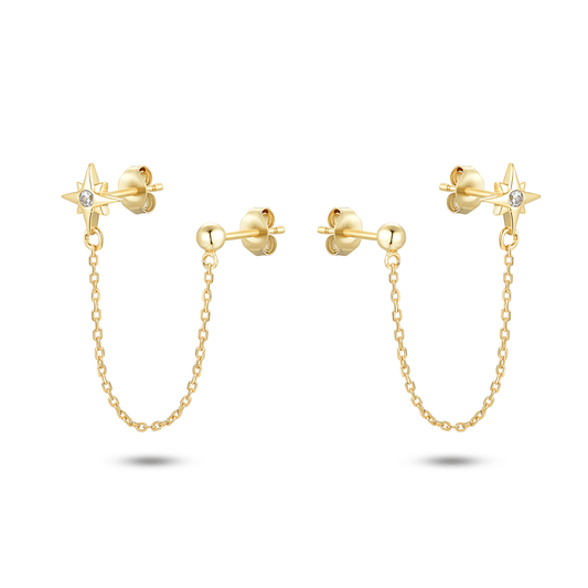 Boucles d'oreilles dorées Or jaune 18k assemblées d'Oxyde de zirconium - Maison Di Giorgio