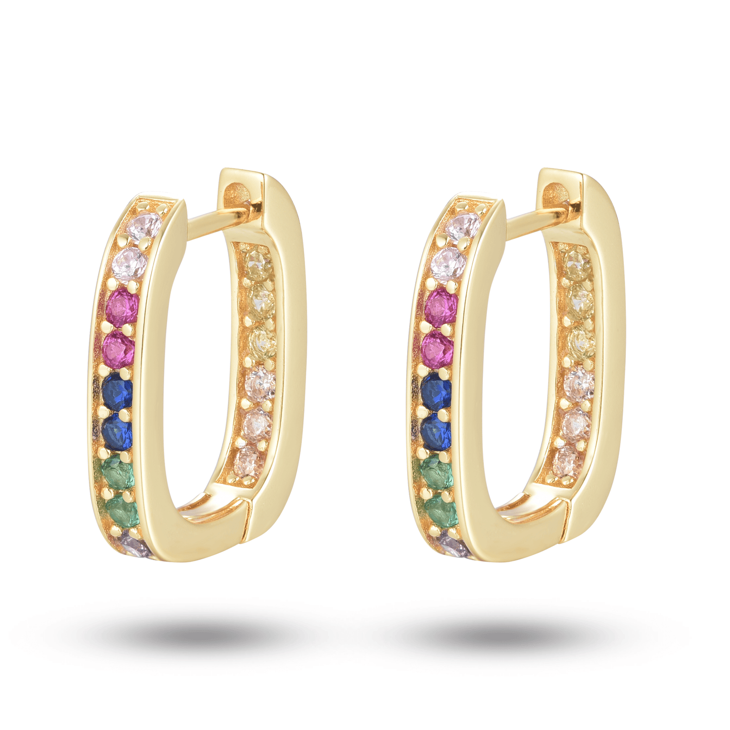 Boucles d'oreilles dorées Or jaune 18k assemblées d'Oxyde de zirconium coloré - Maison Di Giorgio