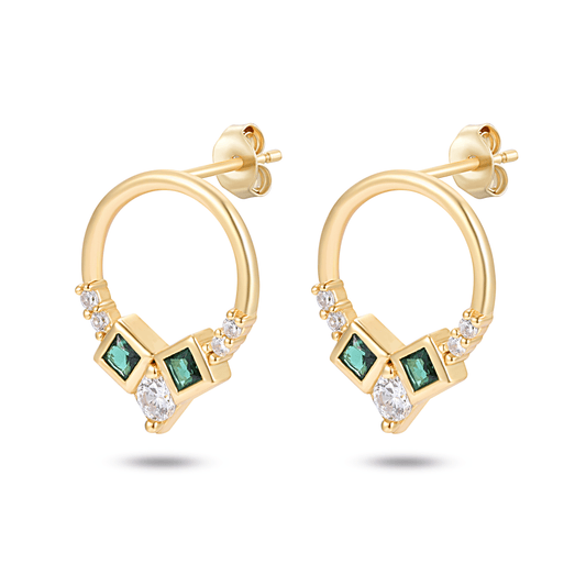 Boucles d'oreilles dorées Or jaune 18k assemblées d'Oxyde de zirconium - Maison Di Giorgio