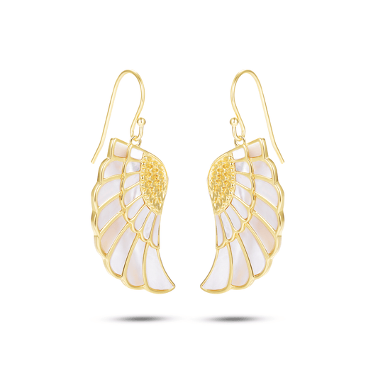 Boucles d'oreilles dorées Or jaune 18k assemblées de Nacre blanche - Maison Di Giorgio