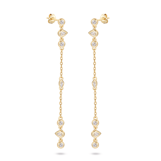 Boucles d'oreilles dorées Or jaune 18k assemblées d'Oxyde de zirconium - Maison Di Giorgio