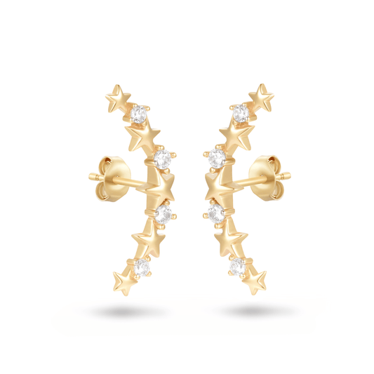 Boucles d'oreilles dorées Or jaune 18k assemblées d'Oxyde de zirconium - Maison Di Giorgio