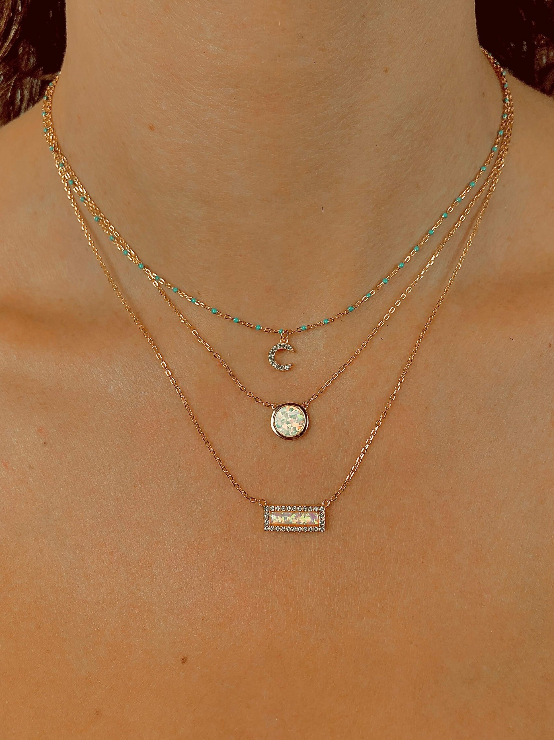 Collier doré Or jaune 18k assemblé d'opale - Maison Di Giorgio