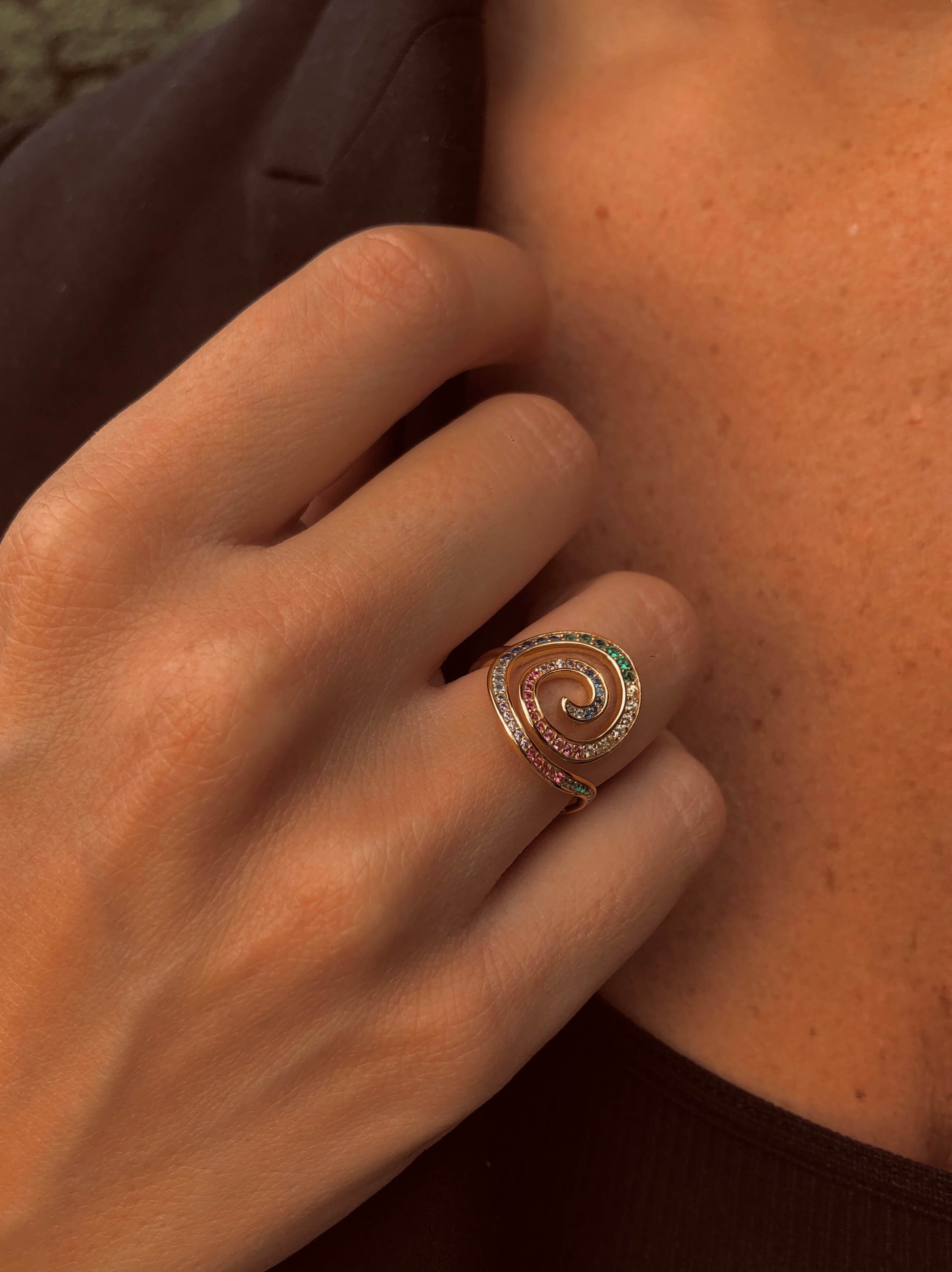 Bague plaquée Rhodium et Or jaune 18k assemblée d'oxyde de zirconium - Maison Di Giorgio