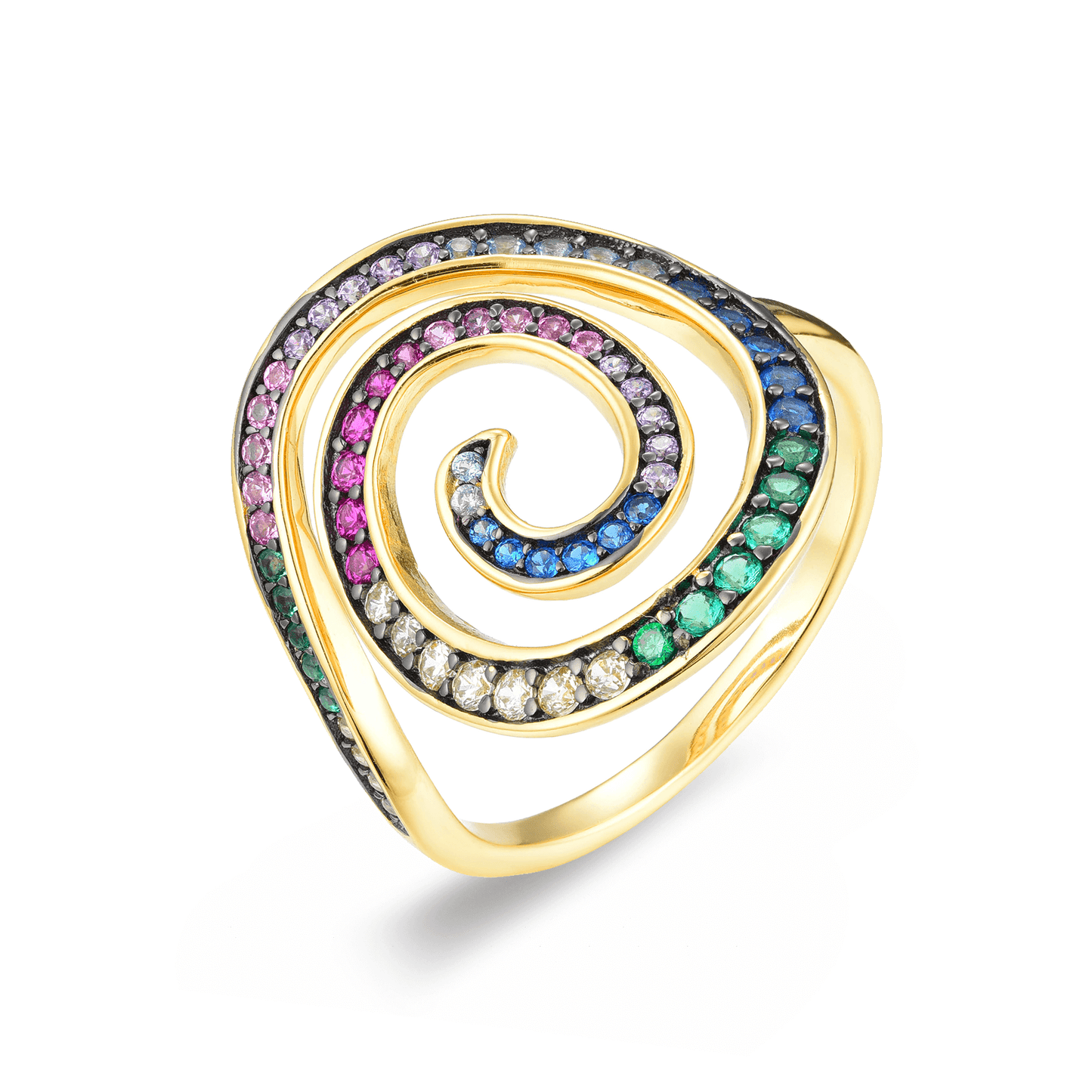 Bague plaquée Rhodium et Or jaune 18k assemblée d'oxyde de zirconium - Maison Di Giorgio