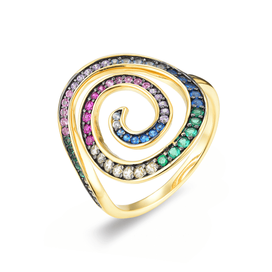 Bague plaquée Rhodium et Or jaune 18k assemblée d'oxyde de zirconium - Maison Di Giorgio